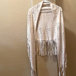 Fringe asymmetrical shawl
